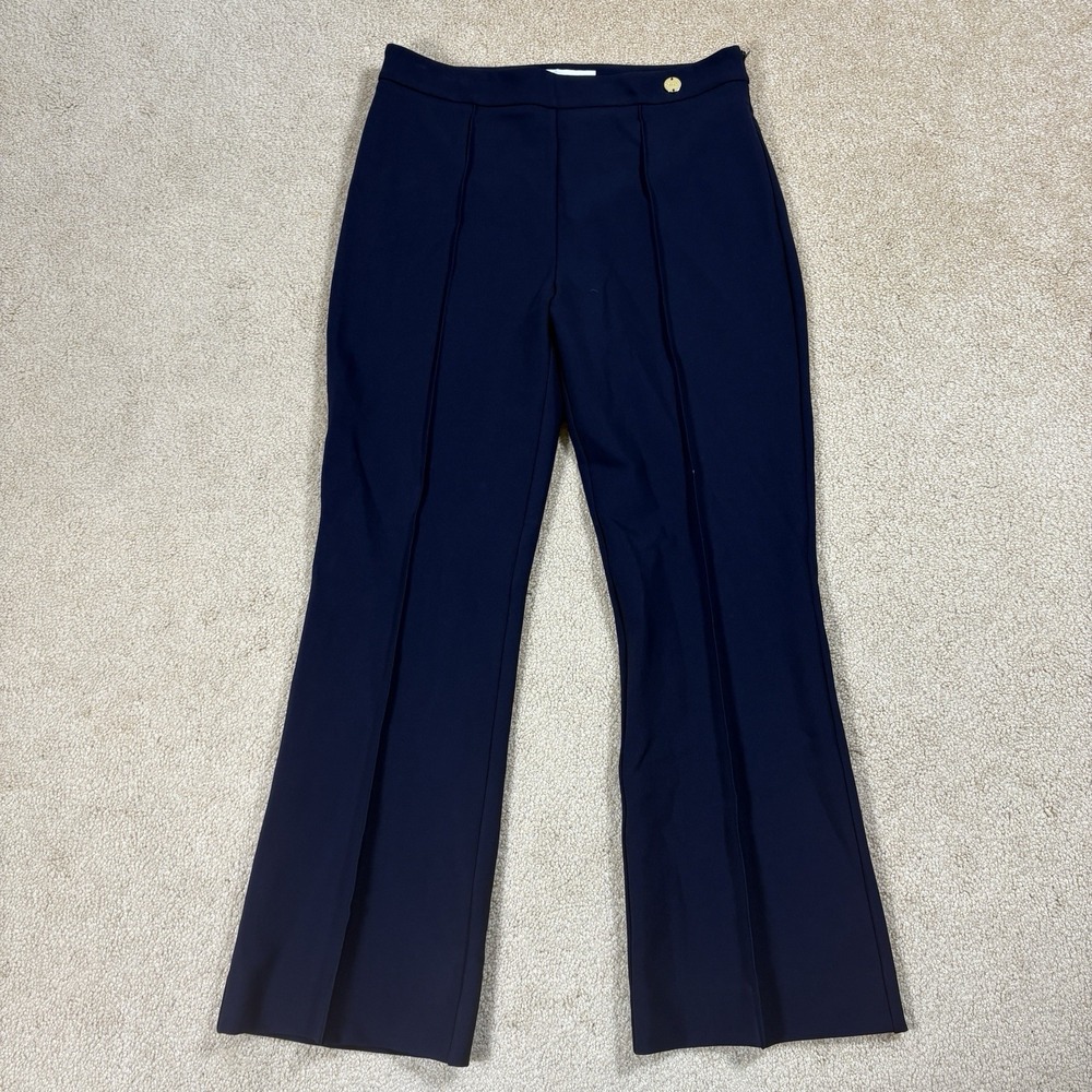 CALLAS Milano Women's Navy Blue Lola Straight High-Rise Jersey Pants Size 46